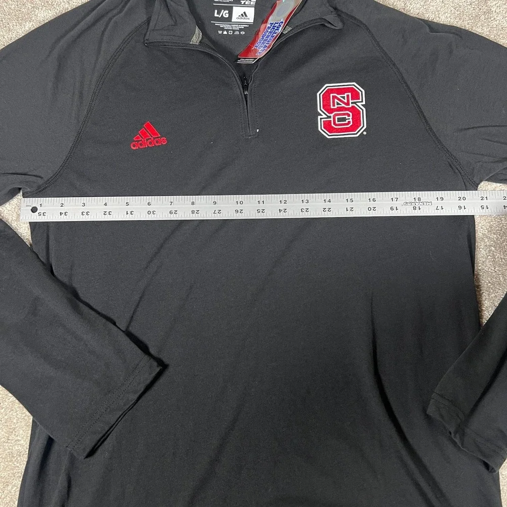 Adidas Mens Large Black/Red 1/4 Zip Pullover NC State Ultimate T-Shirt NWT‎ - Picture 8 of 8
